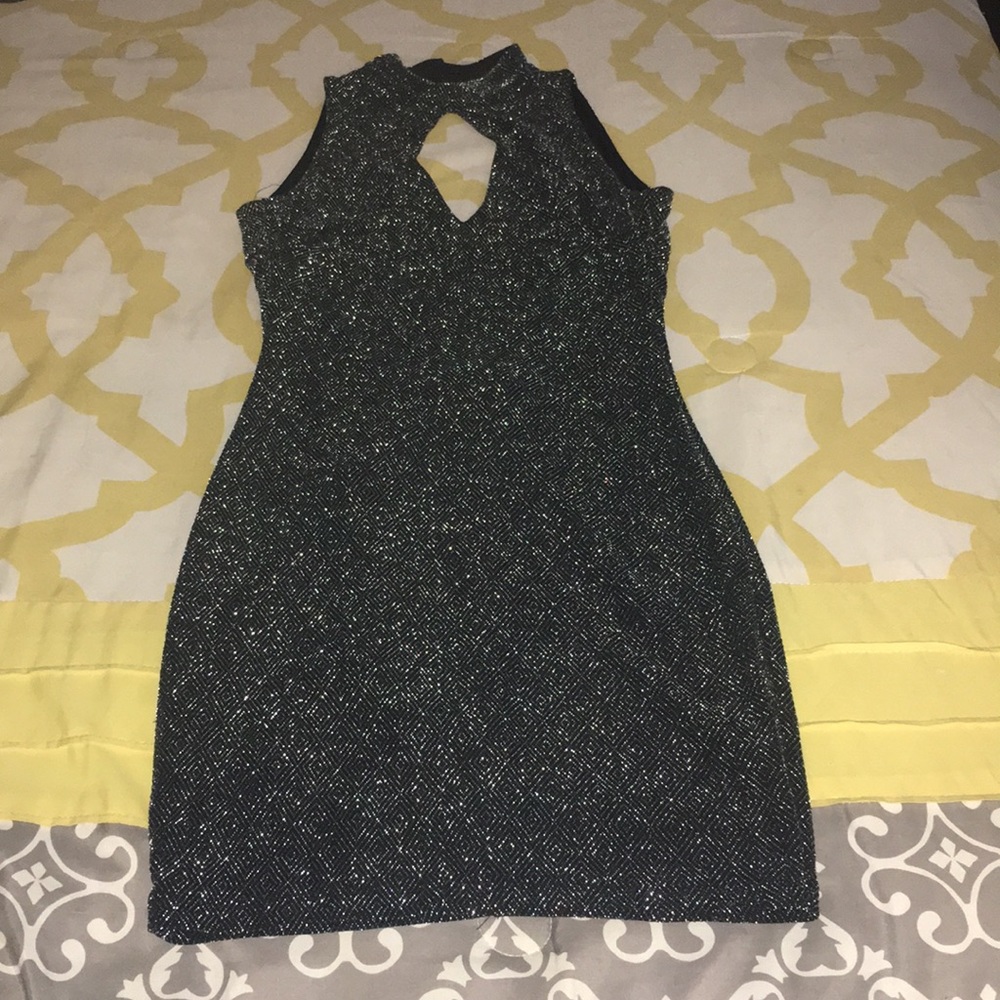 Glittery black backless dress